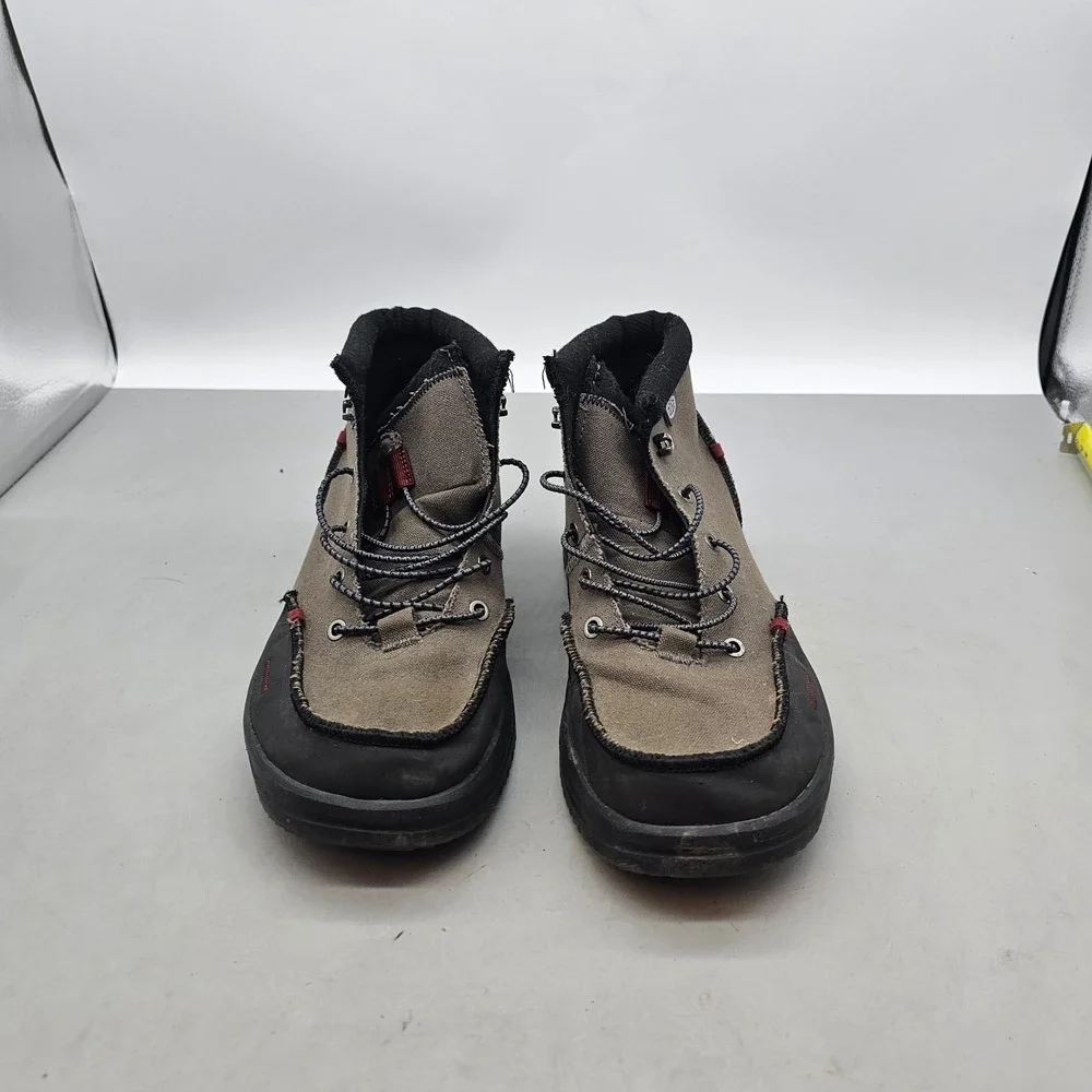 Hey Dude Scott Grip Mens Olive Green Black Textile Fleece Lined Boots 9.5